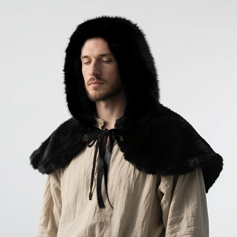 ジャケット・アウター Birthday Bash Fur Collar Mantle Amazon.com: L'VOW Men Viking Fur Collar Shawl with Belt